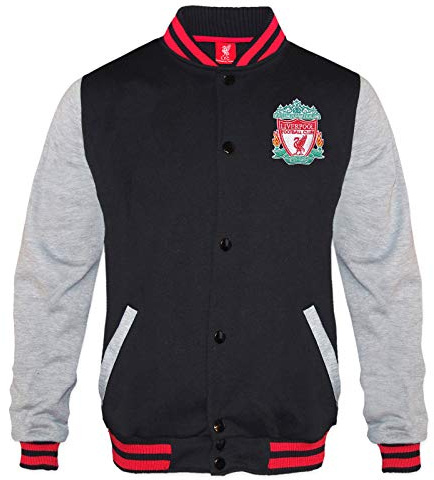 Liverpool FC - Chaqueta deportiva oficial para hombre - Estilo béisbol americano - Negro - Medium