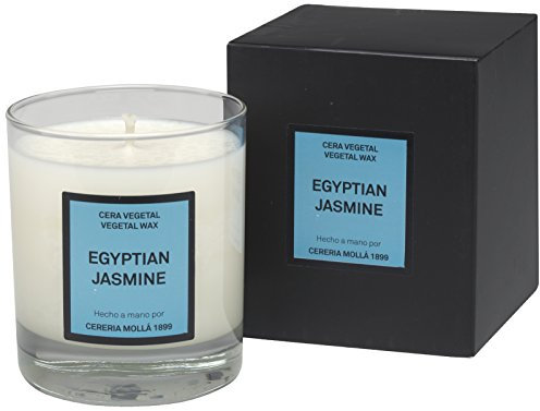 Cerería Mollá Santiago - Vela en Vaso de Cristal, Cera Vegetal, Aroma a Egyptian Jasmine