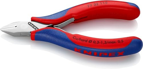 KNIPEX Elektronik-Seitenschneider mit durchgestecktem Gelenk mit Mehrkomponenten-Hüllen 115 mm, 77 32 115