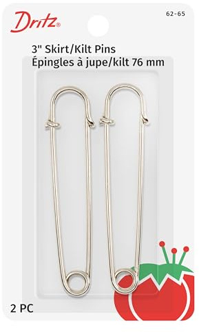 Dritz 62-65 Skirt/Kilt Pins, Nickel Finish, 3-Inch (2-Count)