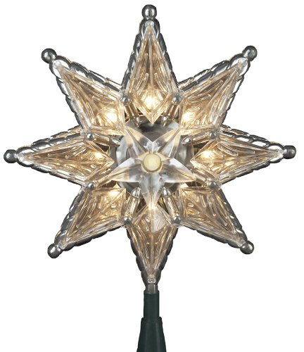 Kurt Adler 10-Light 8-Point Star Christmas Treetop, 8-Inch, Clear
