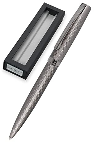 Online Kugelschreiber Eleganza Diamond Titan I hochwertiger Metall-Kuli I auswechselbare Großraummine I Metallclip I Schreibfarbe Schwarz dokumentenecht I inkl. Geschenkverpackung, 1 Stück (1er Pack)
