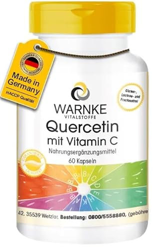 Quercetin mit Vitamin C - 500mg Quercetin pro Tagesdosis - 60 Kapseln - hochdosiert & vegan | Warnke Vitalstoffe - Deutsche Apothekenqualität