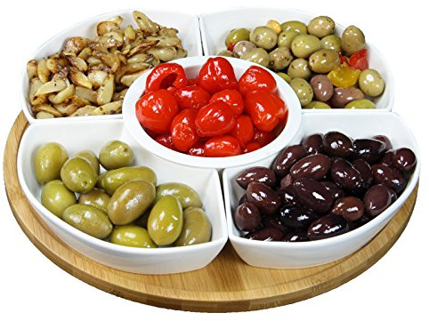Elama Signature 12 1/4 Inch 6pc Lazy Susan Appetizer and Condiment Server Set