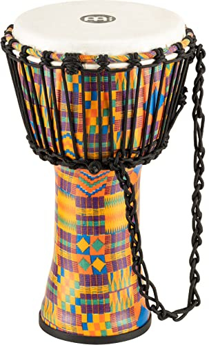 Meinl Percussion 8 Rope Tuned Travel Series Djembes, Synthetic Head (Patented), Kenyan Quilt