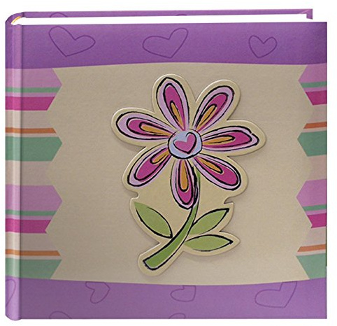 Pioneer Photo Albums 200-Pocket 3-D Striped Flower Applique Cover Photo Album, 4 by 6-Inch, 9.5inchesx9.25inchesx2inches