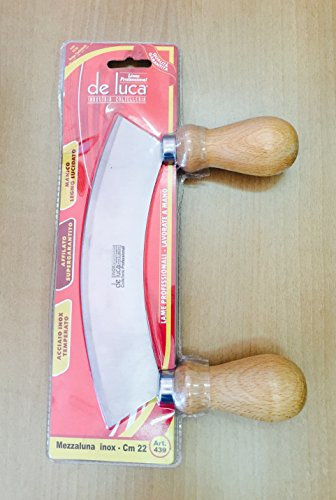 Mezzaluna manico legno lame inox cm.22
