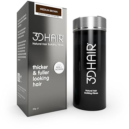 3D Hair Building Fibres for Thinning Hair 1 Pack, 35g Fibres for Men & Women, Make Thin Look Thicker in Seconds with hair filler (Medium Brown)