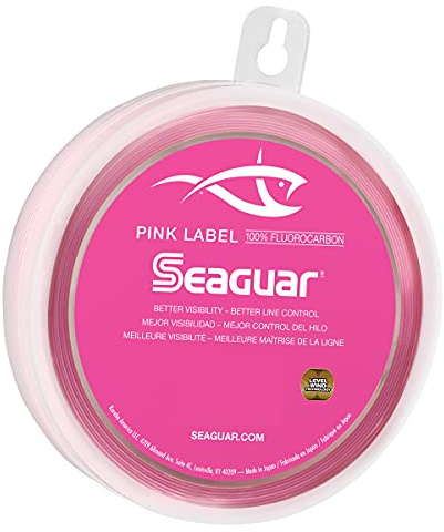 Seaguar Pink Label Fluorocarbon Fishing Leader Line – Hint of Pink for Better Visibility and Better Line Control, 100% Fluorocarbon, Minimal Stretch, Excellent Abrasion Resistance, 20 lb./25 yd.