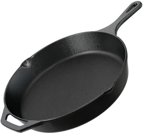 Utopia Kitchen Pre-Seasoned Cast Iron Skillet/Frying Pan - 12.5 Inch (32 cm) - Black