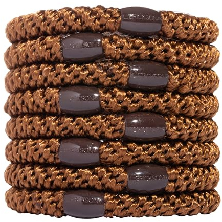 L. Erickson Hair Ties, 8 Count - Grab & Go Ponytail Holders - No Damage for Thick Hair - Strong, Stretchy & Snag-Free - Hair Accessories, Mocha