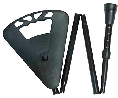 Folding Flipstick Walking Seat Stick - Height Adjustable Flip Stick in Black