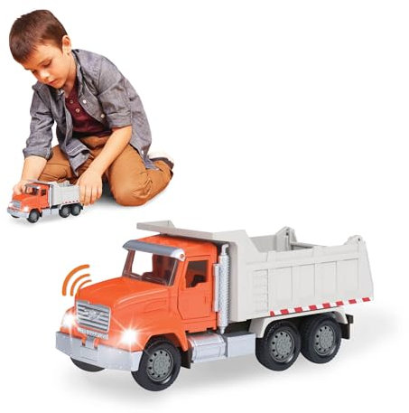 Driven Micro Muldenkipper 18 cm mit Lichtern und Tönen – Spielzeugauto LKW Kipper Kipplaster mit Funktionen – Spielzeug ab 3 Jahren