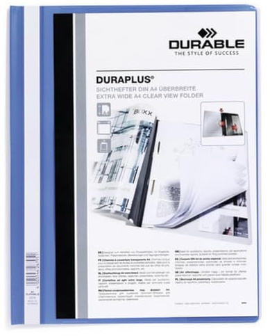 Durable DURAPLUS A4 Presentation Folder - For Storing Presentations, Quotes, Invoices, etc. - Pack of 25 A4 Folders in Blue