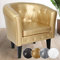 MIADOMODO® Chesterfield Sessel - aus Holz und Kunstleder, mit Kupfernieten und Rautenmuster, Farbwahl, 1er oder 2er - Loungesessel, Clubsessel, Armsessel, Cocktailsessel, Wohnzimmer Möbel (Gold, 1er)