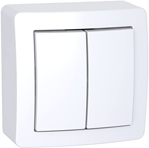 Schneider Electric - Alréa, Double va-et-vient avec cadre saillie, blanc polaire - ALB62056P
