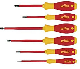 Wiha Schraubendreher Set 6-teilig Elektriker VDE geprüft, isoliert 1.000 V (00833) I Profi Schraubenzieher Set Schlitz/Kreuz I Elektriker Werkzeug