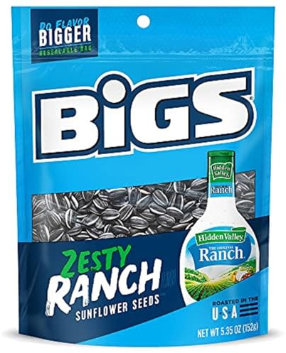 BIGS Sunflower Seeds, Hidden Valley Zesty Ranch Flavor, 5.35 oz.