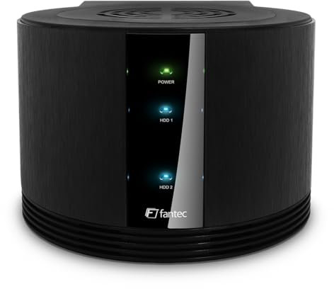 FANTEC 1547 Sq-X2RU3e Externes 2-fach Raid Festplattengehäuse (für 2x 8, 89 cm (3, 5 Zoll) SATA Festplatten, USB 3 SuperSpeed und eSATA, 6G Support, Raid Funktion (0/1/JBOD/Big), 80 mm Lüfter) Schwarz