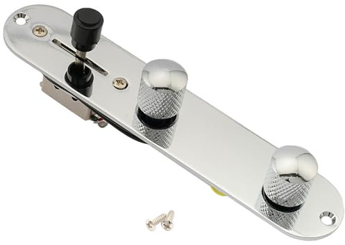 Musiclily 32mm Loaded Prewired Control Plate with 3-Way Switch Wiring Harness for Tele Telecaster Style Electric Guitar,Chrome