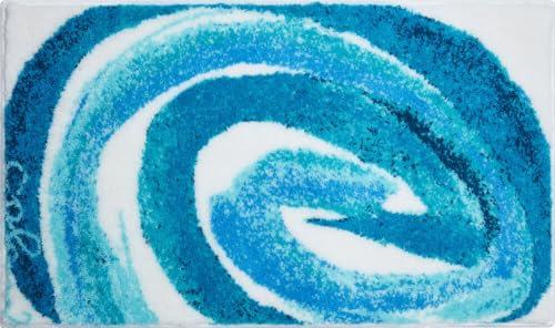 Grund COLANI Exklusiver Designer Badteppich 100% Polyacryl, ultra soft, rutschfest, ÖKO-TEX-zertifiziert, 5 Jahre Garantie, Colani 42, Badematte 60x100 cm, türkis