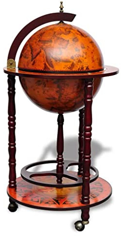 vidaXL Mueble Bar para Bebidas con Forma de Bola del Mundo Minibar Armario de Globo Terráqueo Clásico Vino Decoración de Madera de Eucalipto