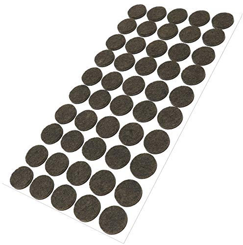 Adsamm® / 50 x deslizantes de Fieltro autoadhesivos/Marrón/ø 20 mm/Redondo/Deslizantes de Fieltro para Muebles de 3,5 mm de Grosor/Deslizantes para Muebles y Suelos