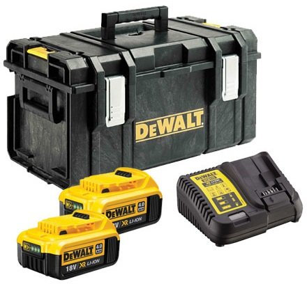 Dewalt DCB182 4.0Ah Batteries Twin Pack, DCB115 Charger and DS300 Toughsystem Case Kit