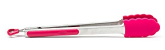 Fox Run Locking Tongs, Silicone and Stainless Steel, 12-Inch, Raspberry