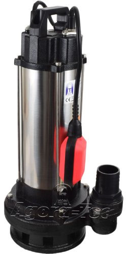 Agora-Tec® Baupumpe AT-1500W Tauchpumpe für Schmutzwasser, Abwasser, für Fäkalien und organische Feststoffe mit Schwimmerschalter und max: 2,6 bar und max: 19000l/h