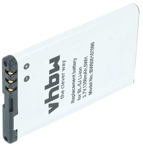vhbw Akku kompatibel mit Nokia Lumia 520.2, 521, 525, 525.2, 526, 530, 530 Dual SIM Handy Smartphone Telefon (1350 mAh, 3,7 V, Li-Ion) - Ersatz für BL-5J