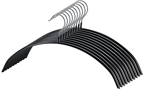 Tosnail 10 Pack Black Super Grippy Slip-reducing Contour Shirt Hangers, Metal Clothes Hangers, The Dimple and Crease Hanger Solution