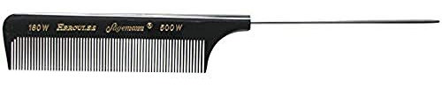 HERCULES SÄGEMANN - 180WR-500WR Stielkamm mit Nadelstiel | Kamm aus handgeschliffenem Ebonit und Stahl-Nadel | Haarkamm mit Griffraster und weite Zahnteilung | Größe: 9 Zoll
