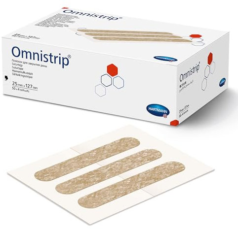Hartmann Omnistrip - Pflaster zum atraumatischen Verschließen kleiner Wunden und chirurgischer Schnitte, 25x127 mm, 59305