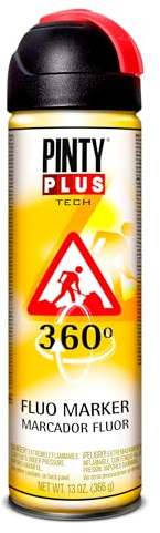 Pinty Plus 250 - Pintura spray marcador fluor, 650cc, Rojo