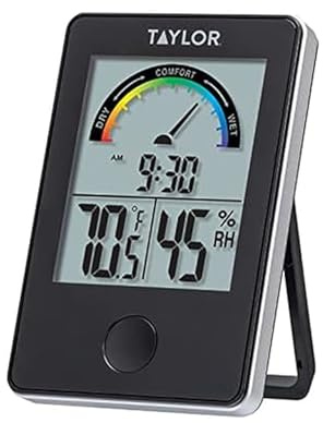 Taylor Digital Wireless Indoor Comfort Level Thermometer and Hygrometer, Easy-to-Read Display for Home, Office, Greenhouse, Nursery, and Indoor Areas, Black