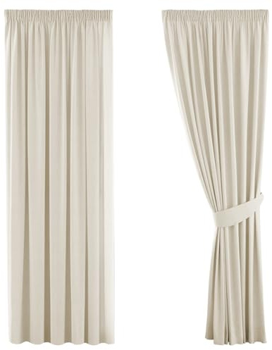 H.Versailtex Blackout Premium Soft and Rich Room Darkening Curtain Drapes, Solid Beige Thermal Curtain Draperies for Bedroom/Living Room, Energy Saving&Noise Reducting, 66 Width x 54 Drop, 2 Panels