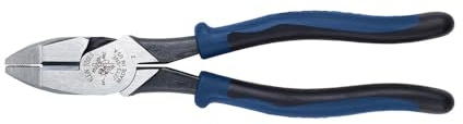 Klein Tools J213-9NE Side Cutter Linemans Pliers, Made in USA, High Leverage, 9-Inch, Streamlined Design, Color Coded