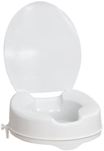 Drive Medical 770-626 AquaSense Raised Toilet Seat with Lid, Standard Seat, White