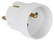 DEBFLEX - Adaptateur France/Allemagne - Adaptateur de Voyage 2P+T 10/16A - Pour Brancher Fiche Française sur Prise Allemande - Blanc