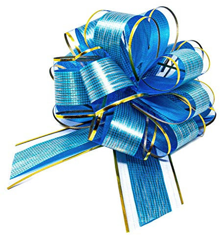 Oblique Unique® Geschenk Schleife mit Geschenkband Glänzend für Geschenke Tüten Zuckertüten Weihnachten zum Basteln Dekorieren Verzieren (Dunkelblau)