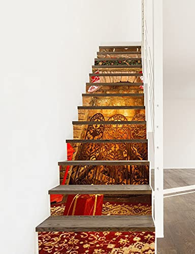 A.Monamour Treppenaufkleber Folie Selbstklebend Weihnachten Innenraum Kamin Socken Geschenk Hängen An Kiefer Urlaub Dekore Treppe Aufkleber Fliesenaufkleber Abziehbilder Wandaufkleber 13 Stück Set