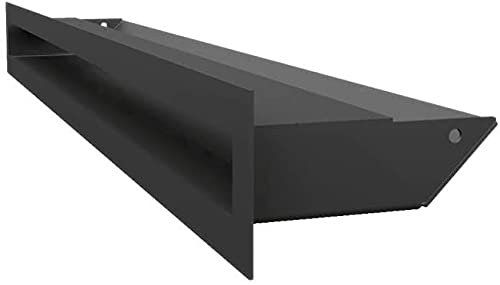 KRATKI Lüftungsgitter Luft | Warmluftgitter 6 x 60 cm | Schwarz | Abluftgitter für Kamin Belüftung | Lufteinlass in einem Winkel von 45 Grad | überhitzungbeständig | Ideal für Moderne Innenräumen