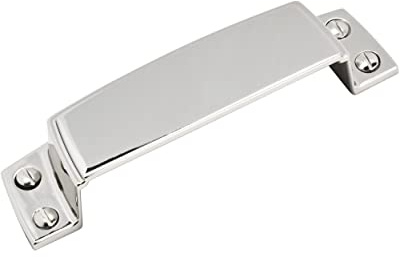 Amerock | Cabinet Cup Pull | Polished Chrome | 3-1/2 inch (89 mm) Center to Center | Highland Ridge | 1 Pack | Drawer Pull | Drawer Handle | Cabinet Hardware