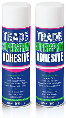 Trade Super Spray Contact Adhesive- All Purpose High Bond Strength Adhesive Spray for Bonding Cork, Leather, Rubber, Metals, Wood, Chipboard, Hardboard, Laminated Plastics - (Pack of 2)