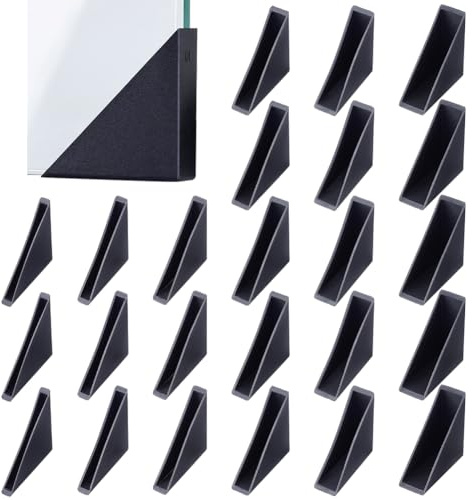BENECREAT 60Pcs Protezione per Angolo a Triangolo, 6 Taglie Protezioni per Angoli in Plastica e Vetro per Tavolo e Mensola, Coperture per Angolo a Specchio Nero, Protettore per Bordi Anti-Prove