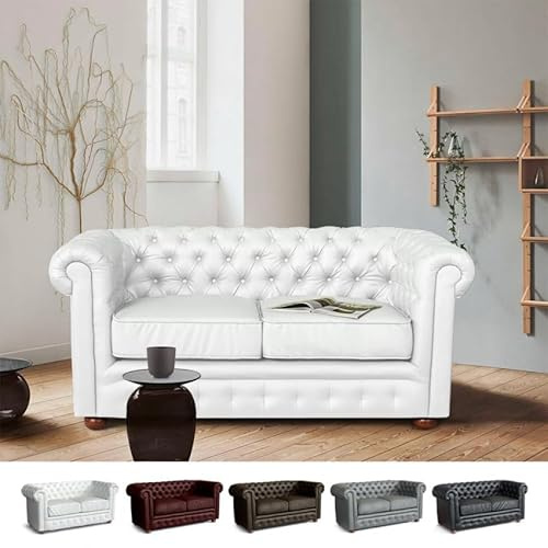 Produce Shop Divano in Similpelle 2 posti Capitonné Chesterfield Design - Bianco