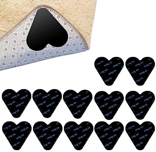 GOTFUN 12 Pcs Strong stickiness Rug Grippers, Reusable & Anti-Slip Rug Grippers, Multi-Purpose Washable Carpet Tape Suitable for Laminate Floor, Marble, Wooden Floors & More