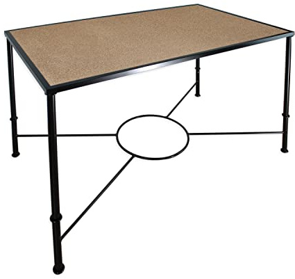 Mesa de Forja para Salón, Cocina y Comedor - 120x70 Regulable a Doble Altura - Ideal para Ropa Camilla, Brasero - Forja Nacional - Blanco o Negro (Negra + Tabla)