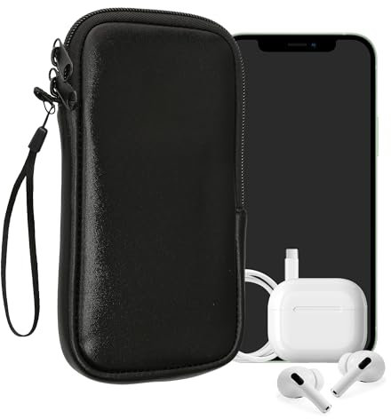 kwmobile Handytasche für Smartphones XL - 6,7/6,8 - Neopren Handy Hülle Metallic Schwarz - Handy Tasche 17,2 x 8,4 cm Innenmaße